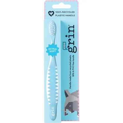 Grin- 100% Recycled Toothbrush Kids Extra Soft Pink, Blue-x8