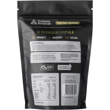 Evolution Botanicals- 10 Mushroom Formula Optimise Wellbeing-200g