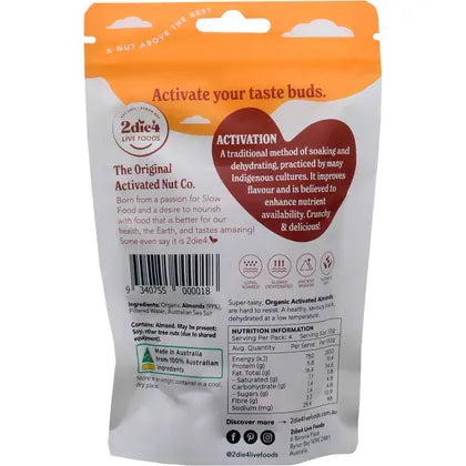 2die4 Live Foods- Organic Activated Almonds-120g