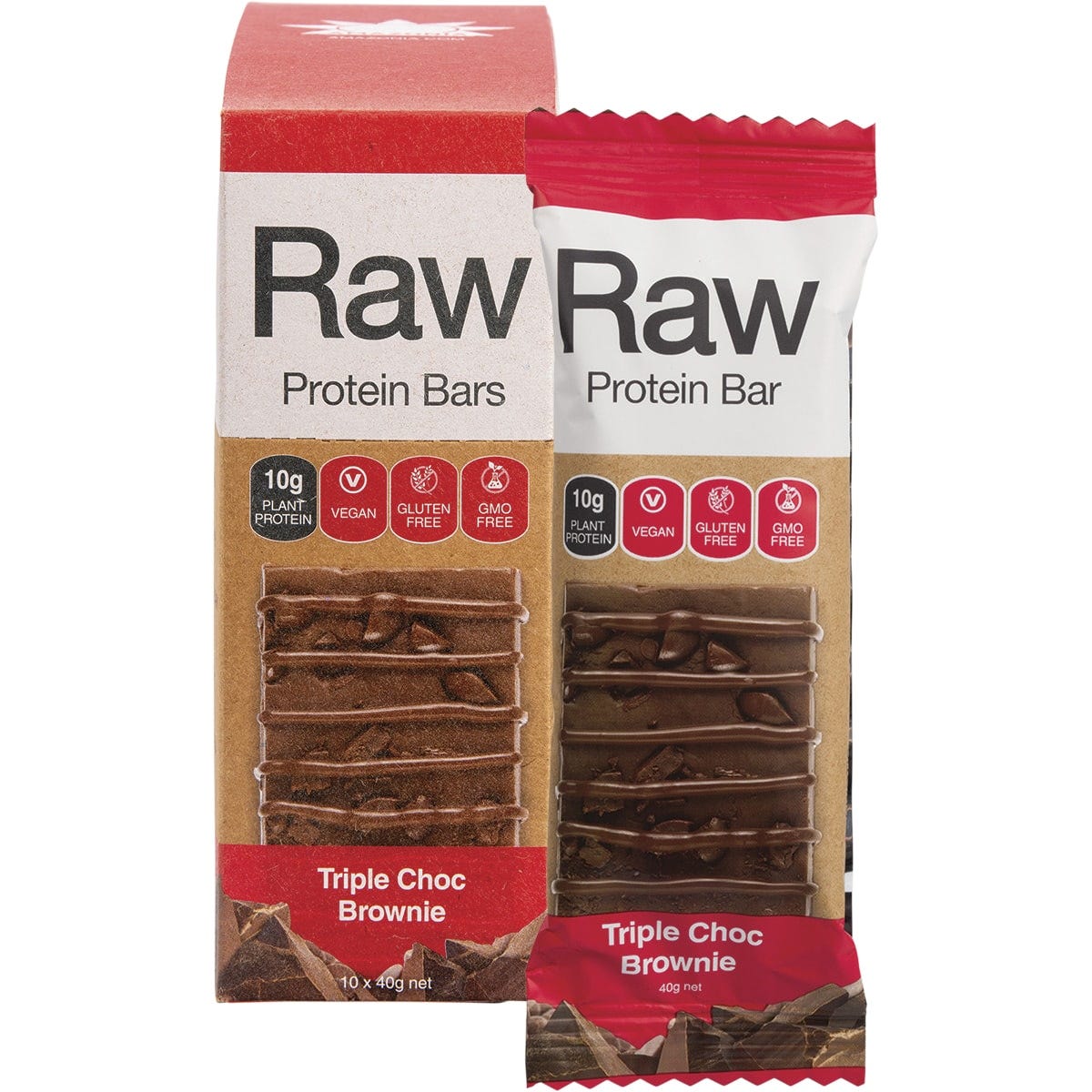 Amazonia- Raw Protein Bar Triple Choc Brownie-10x40g