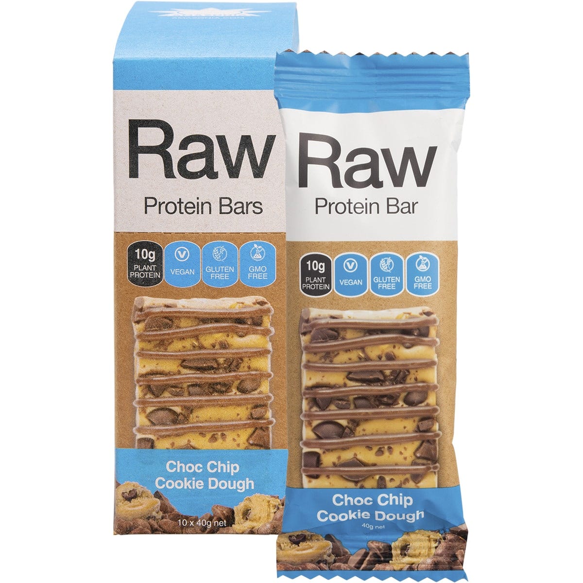 Amazonia- Raw Protein Bar Choc Chip Cookie Dough-10x40g
