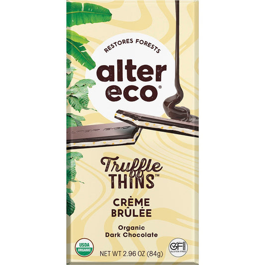 Alter Eco- Chocolate Organic Creme Brulee Dark Truffle Thins-12x84g