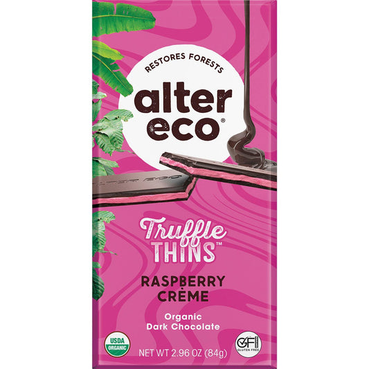 Alter Eco- Chocolate Organic Raspberry Creme Dark Truffle Thins-12x84g