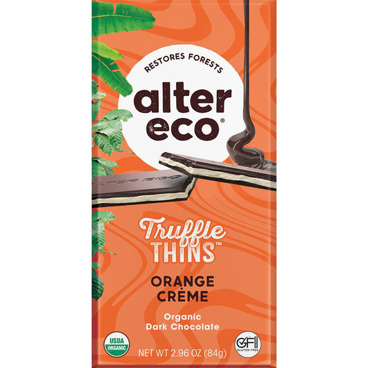 Alter Eco- Chocolate Organic Orange Creme Dark Truffle Thins-12x84g