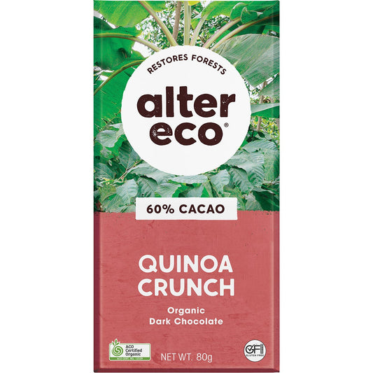 Alter Eco- Chocolate Organic Dark Quinoa Crunch-12x80g