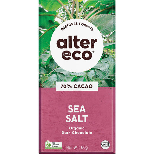 Alter Eco- Chocolate Organic Dark Sea Salt-12x80g