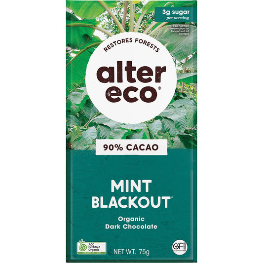 Alter Eco- Chocolate Organic Dark Mint Blackout-12x75g