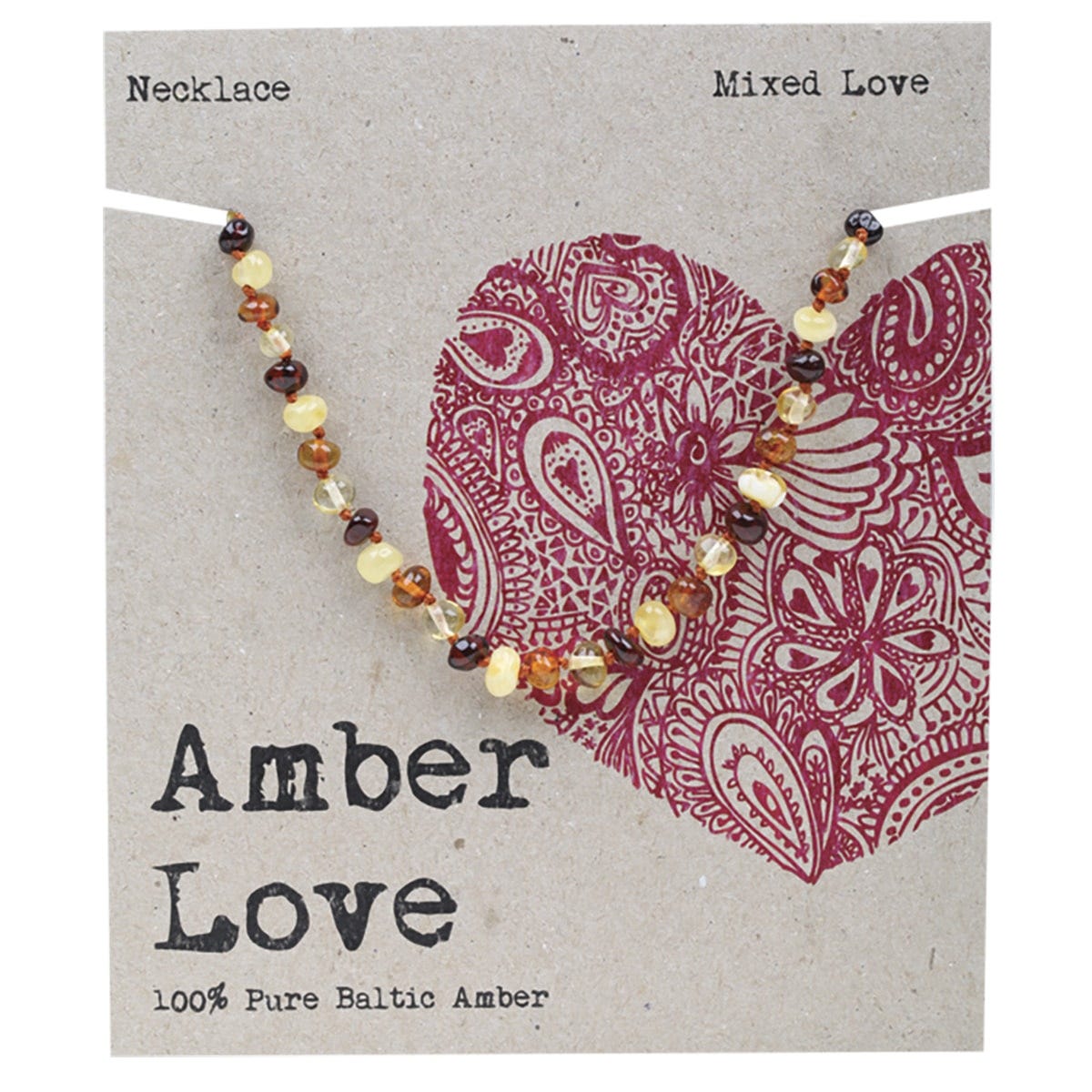 Amber Love- Children's Necklace 100% Baltic Amber Mixed-33cm