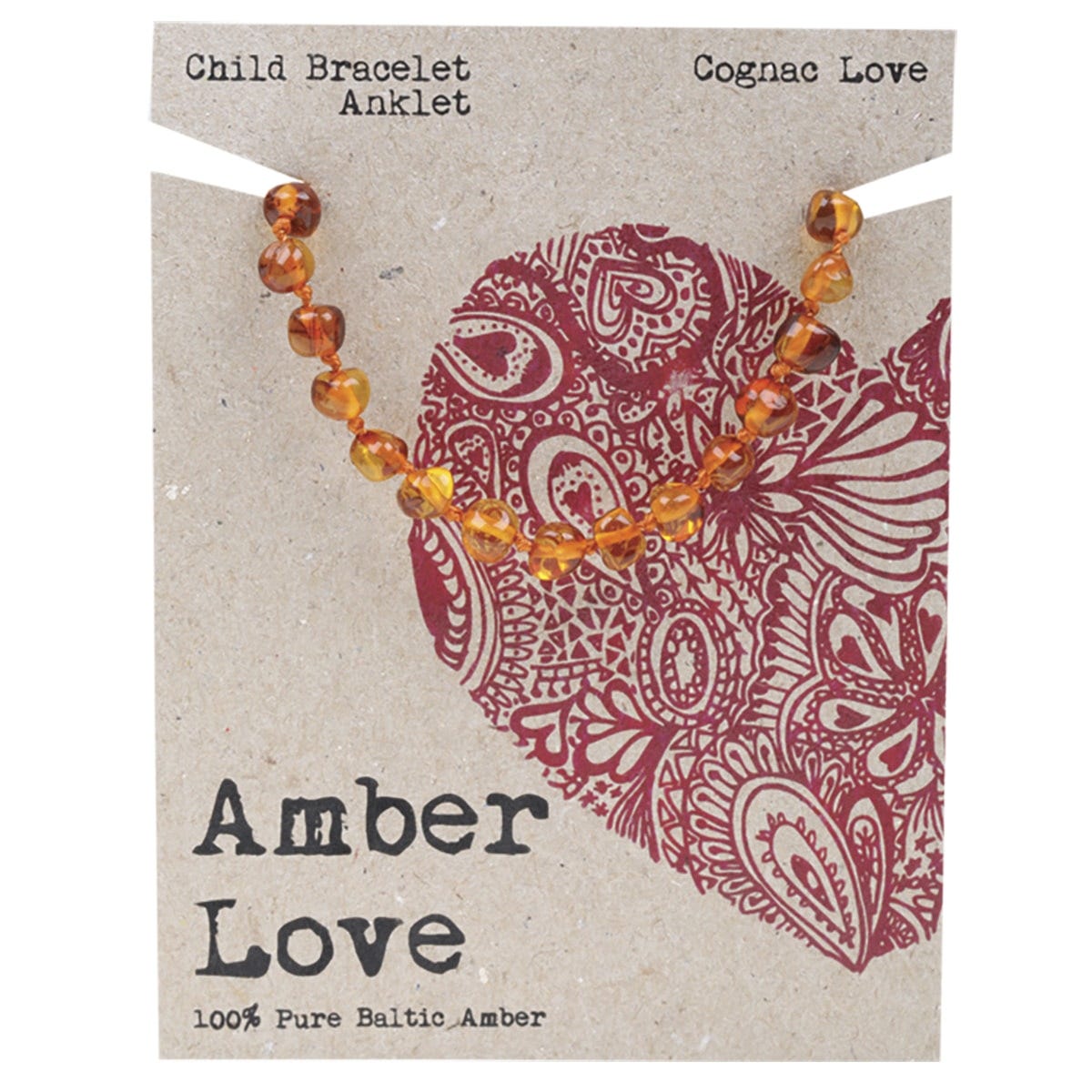 Amber Love- Children's Bracelet/Anklet 100% Baltic Amber Cognac-14cm