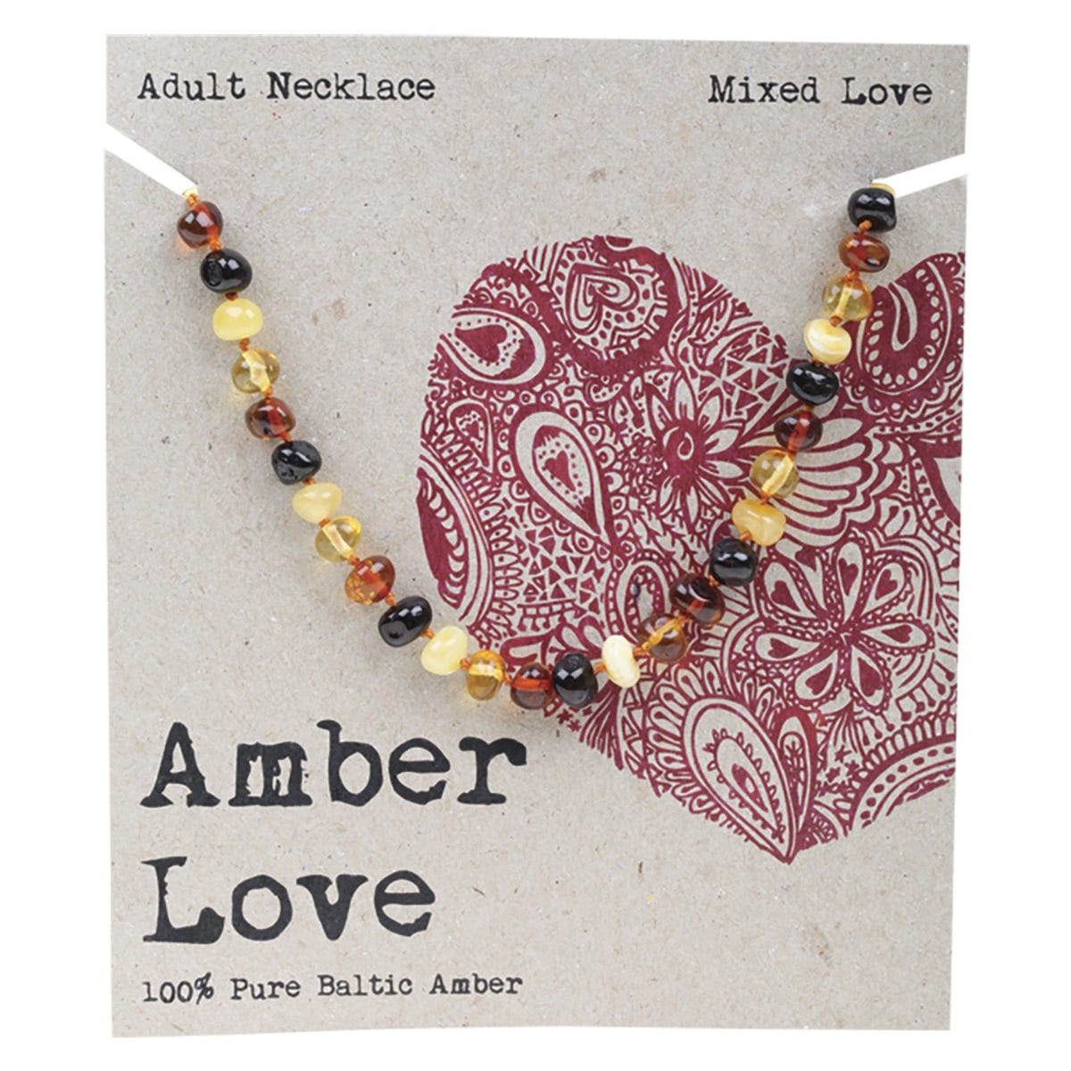 Amber Love- Adult's Necklace 100% Baltic Amber Mixed-46cm