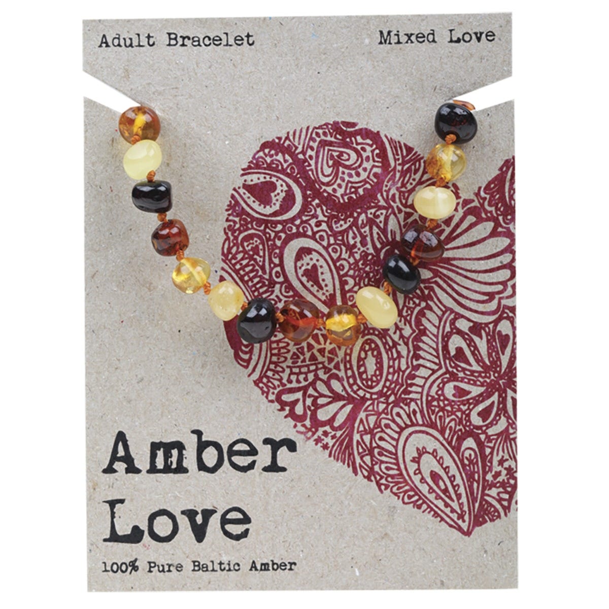 Amber Love- Adult's Bracelet 100% Baltic Amber Mixed-20cm
