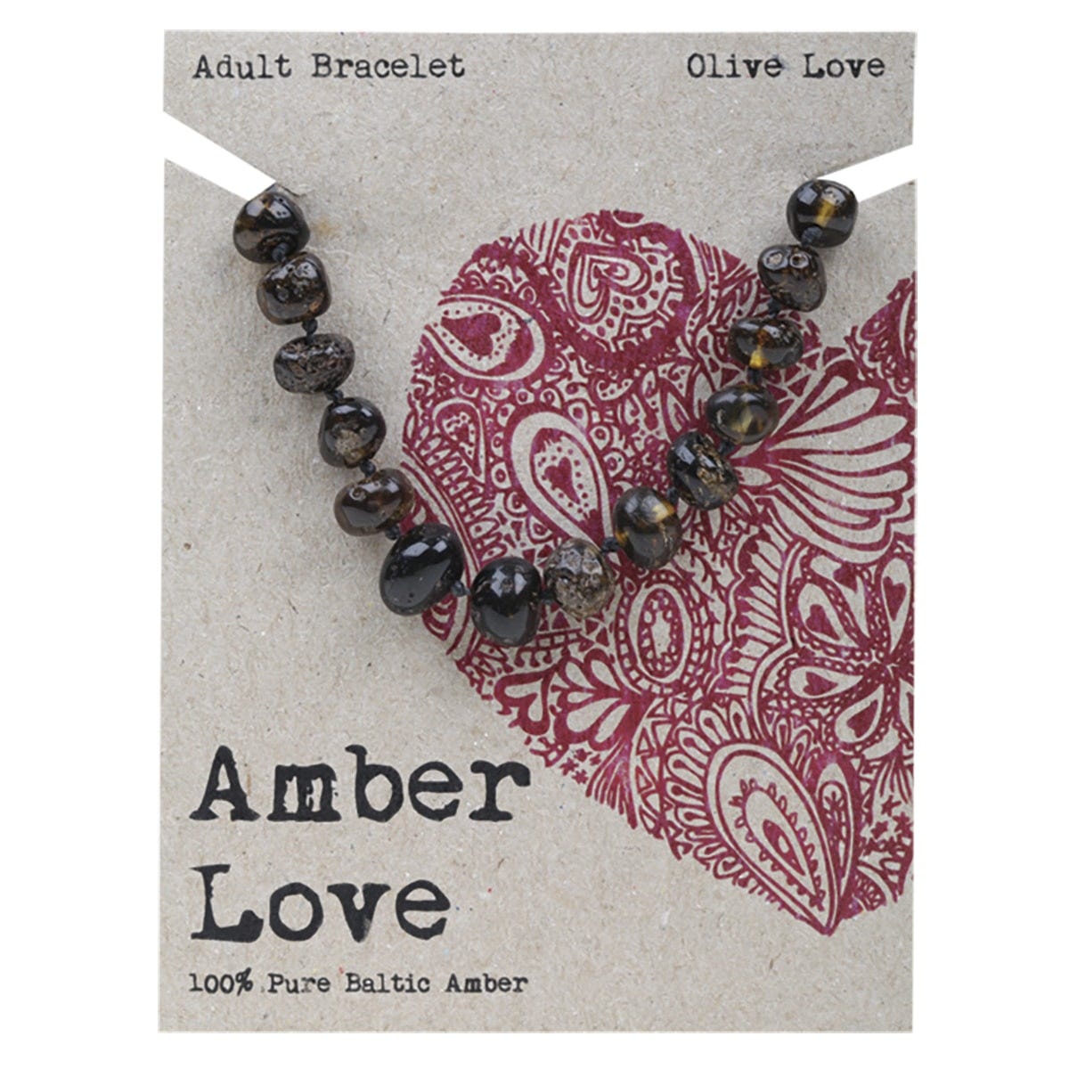 Amber Love- Adult's Bracelet 100% Baltic Amber Olive-20cm