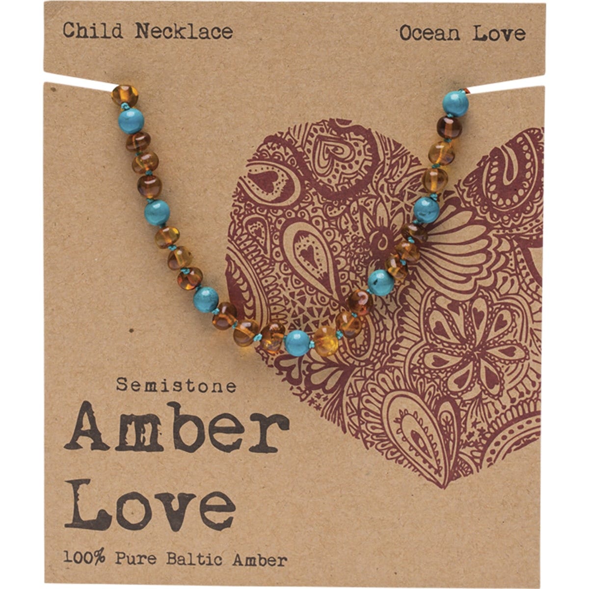 Amber Love- Children's Necklace 100% Baltic Amber Ocean-33cm