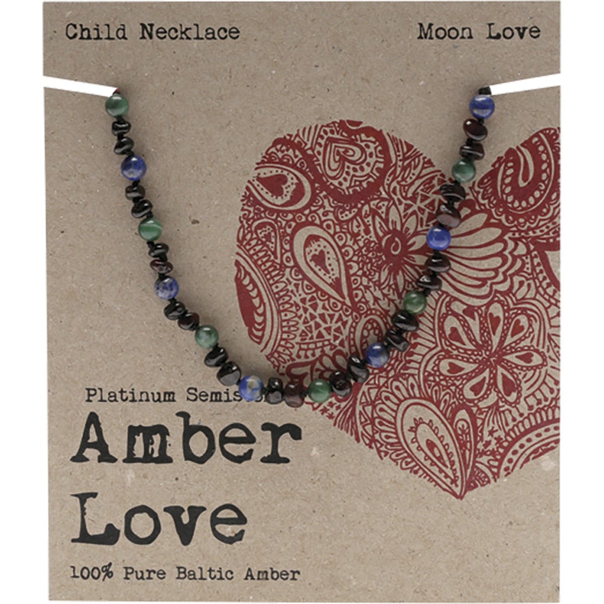 Amber Love- Children's Necklace 100% Baltic Amber Moon-33cm