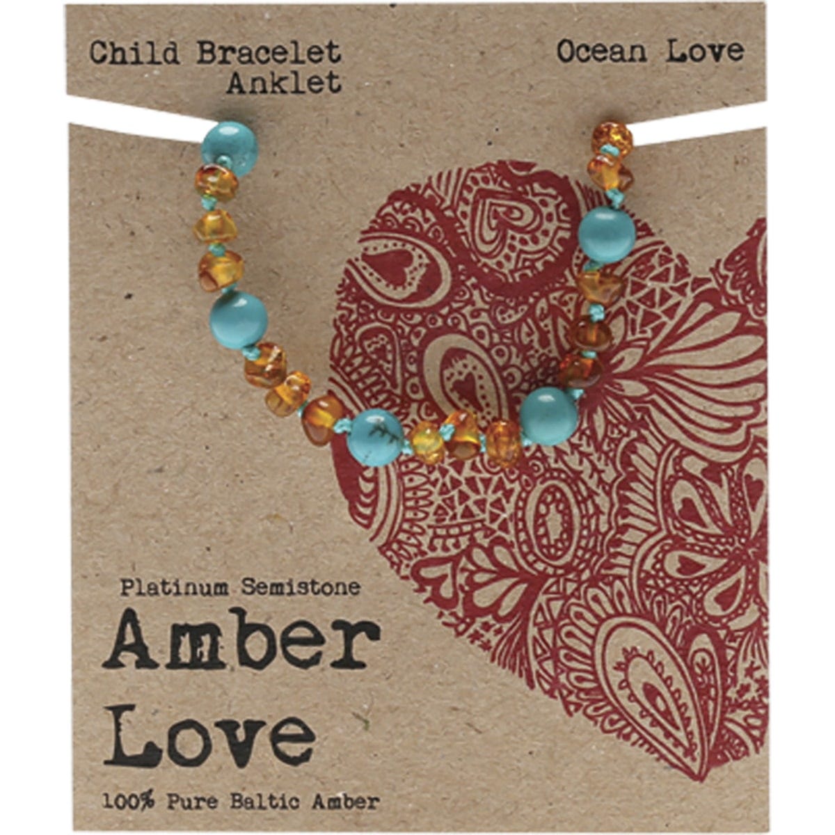 Amber Love- Children's Bracelet/Anklet 100% Baltic Amber Ocean-14cm