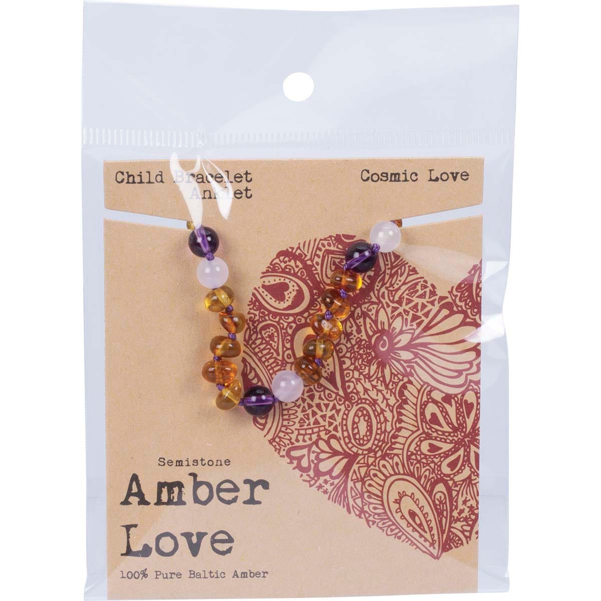 Amber Love- Children's Bracelet/Anklet 100% Baltic Amber Cosmic-14cm
