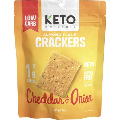 Keto Naturals- Almond Flour Crackers Cheddar & Onion-8x64g