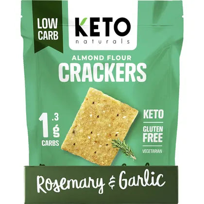Keto Naturals- Almond Flour Crackers Rosemary & Garlic-8x64g