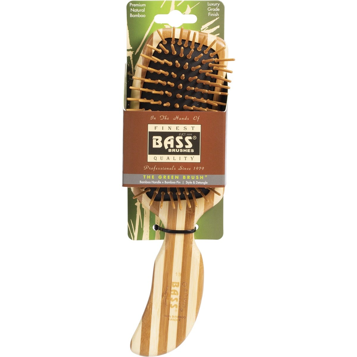 Bass- Bamboo Hair Brush Semi S Shaped Handle