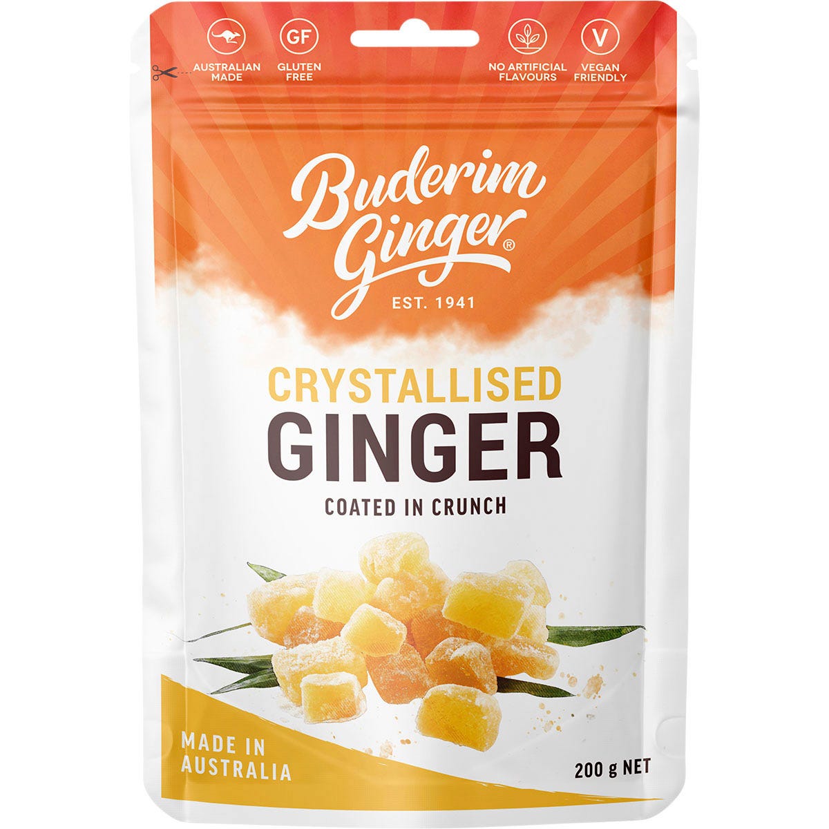 Buderim Ginger- Crystallised Ginger Coated in Crunch-200g