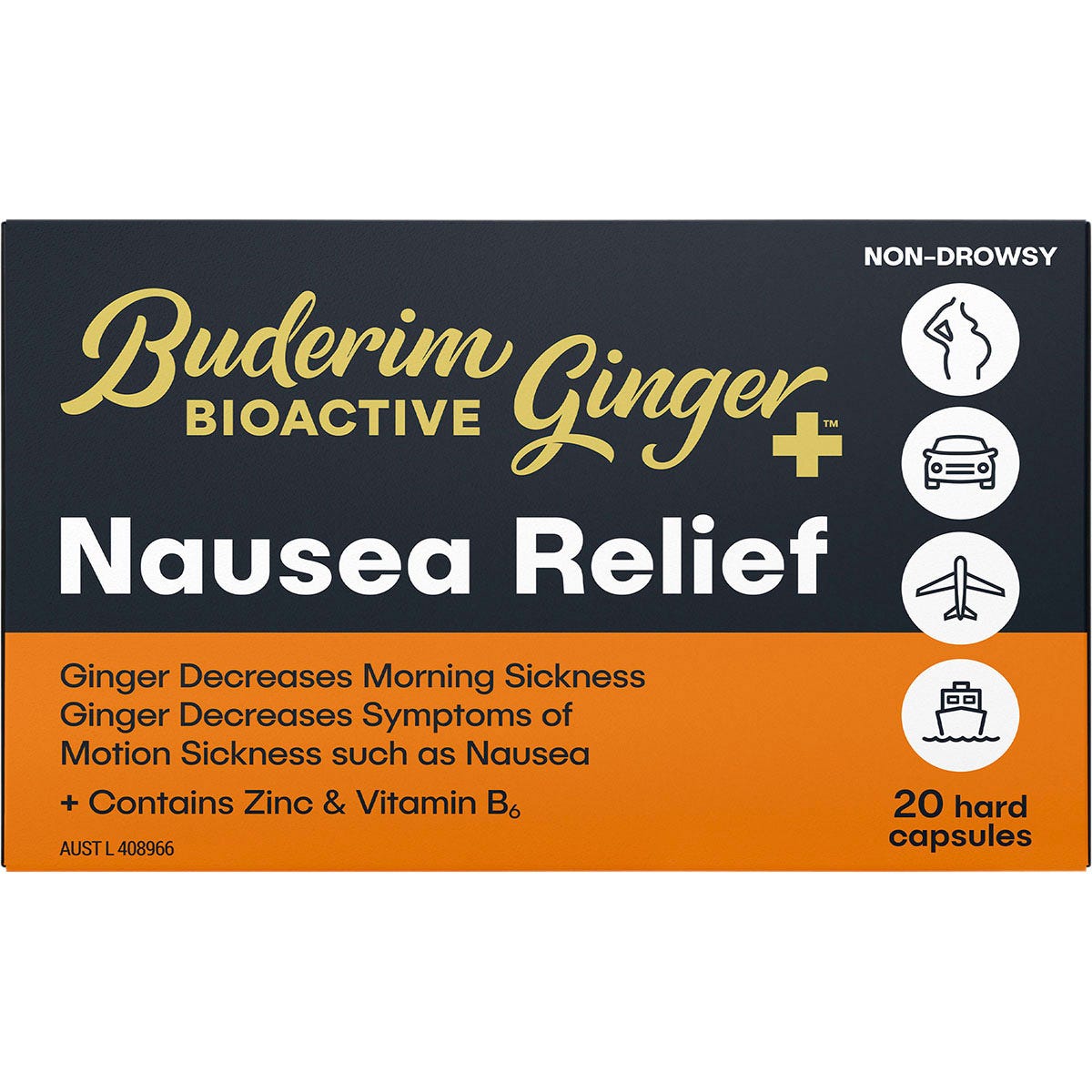 Buderim Ginger- BioActive+ Nausea Relief Capsules-7 Caps