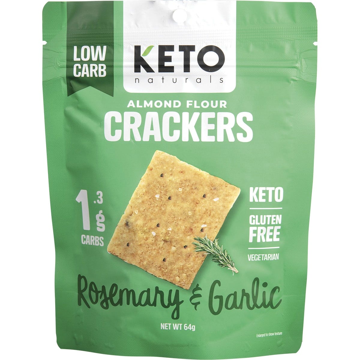 Keto Naturals- Almond Flour Crackers Rosemary & Garlic-8x64g