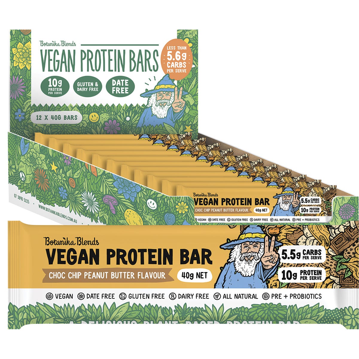 Botanika Blends- Vegan Protein Bars Choc Chip Peanut Butter-12x40g