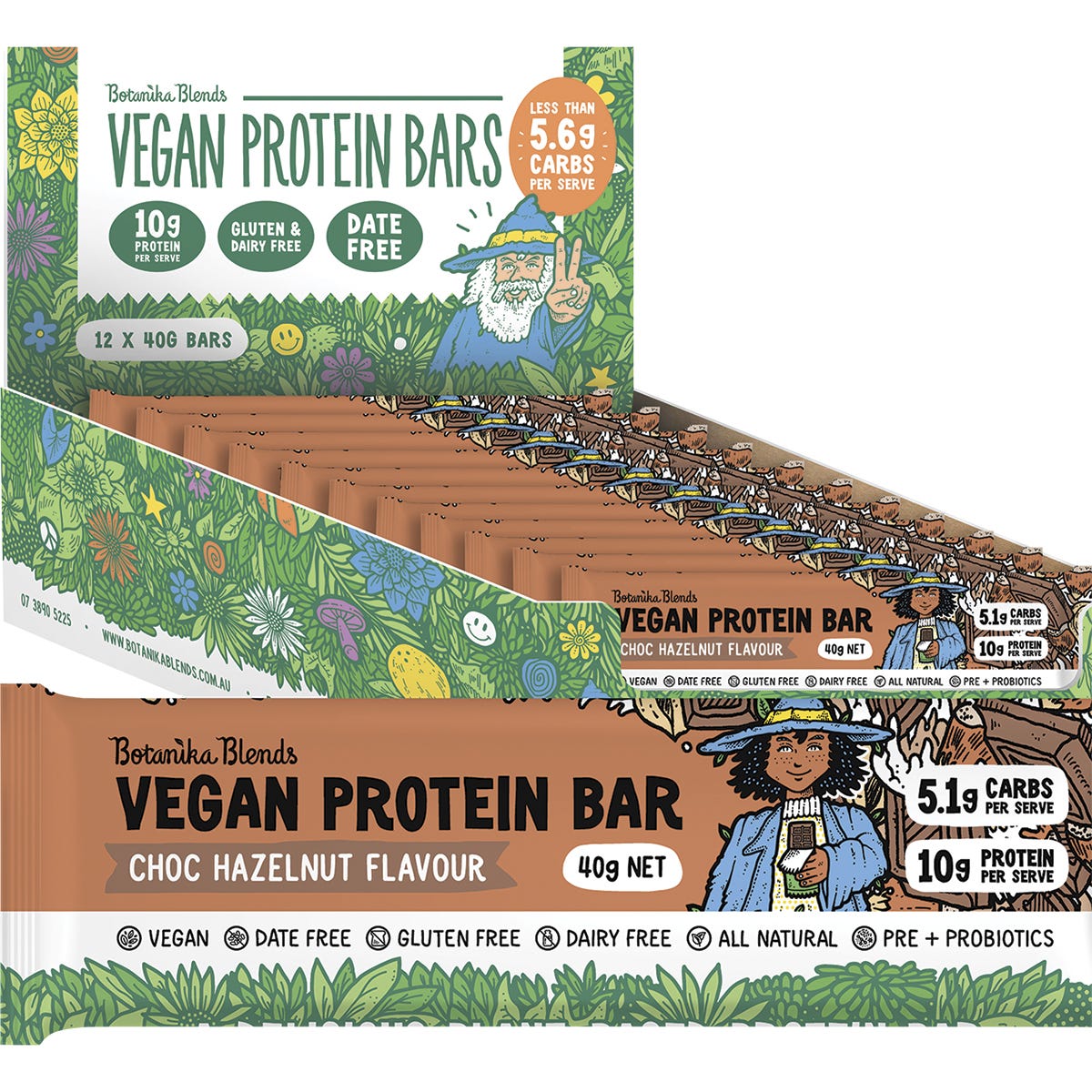 Botanika Blends- Vegan Protein Bars Choc Hazelnut-12x40g
