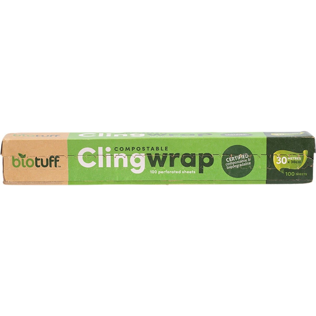 Biotuff- Compostable Cling Wrap 100 x 30cm Sheets-30m