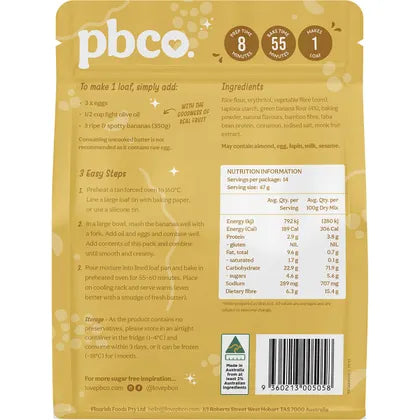 PBco- Banana Bread Mix 94% Sugar Free-350g