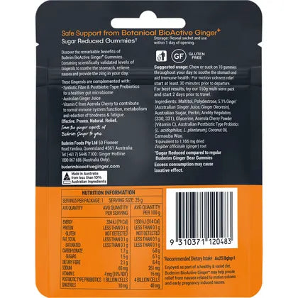Buderim Ginger- BioActive+ Gummie Bears-150g