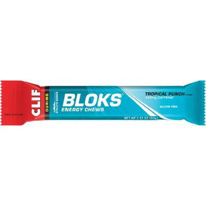 CLIF- Bloks Energy Chews Tropical Punch 25mg Caffeine-18x60g
