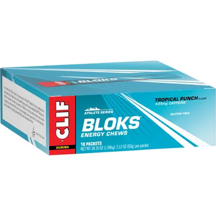 CLIF- Bloks Energy Chews Tropical Punch 25mg Caffeine-18x60g