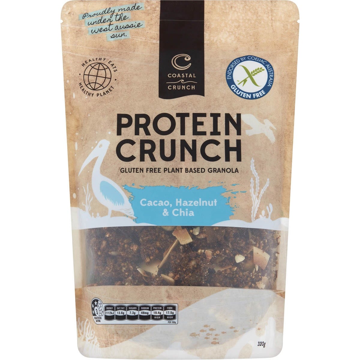 Coastal Crunch- Protein Crunch Granola Cacao, Hazelnut & Chia-320g