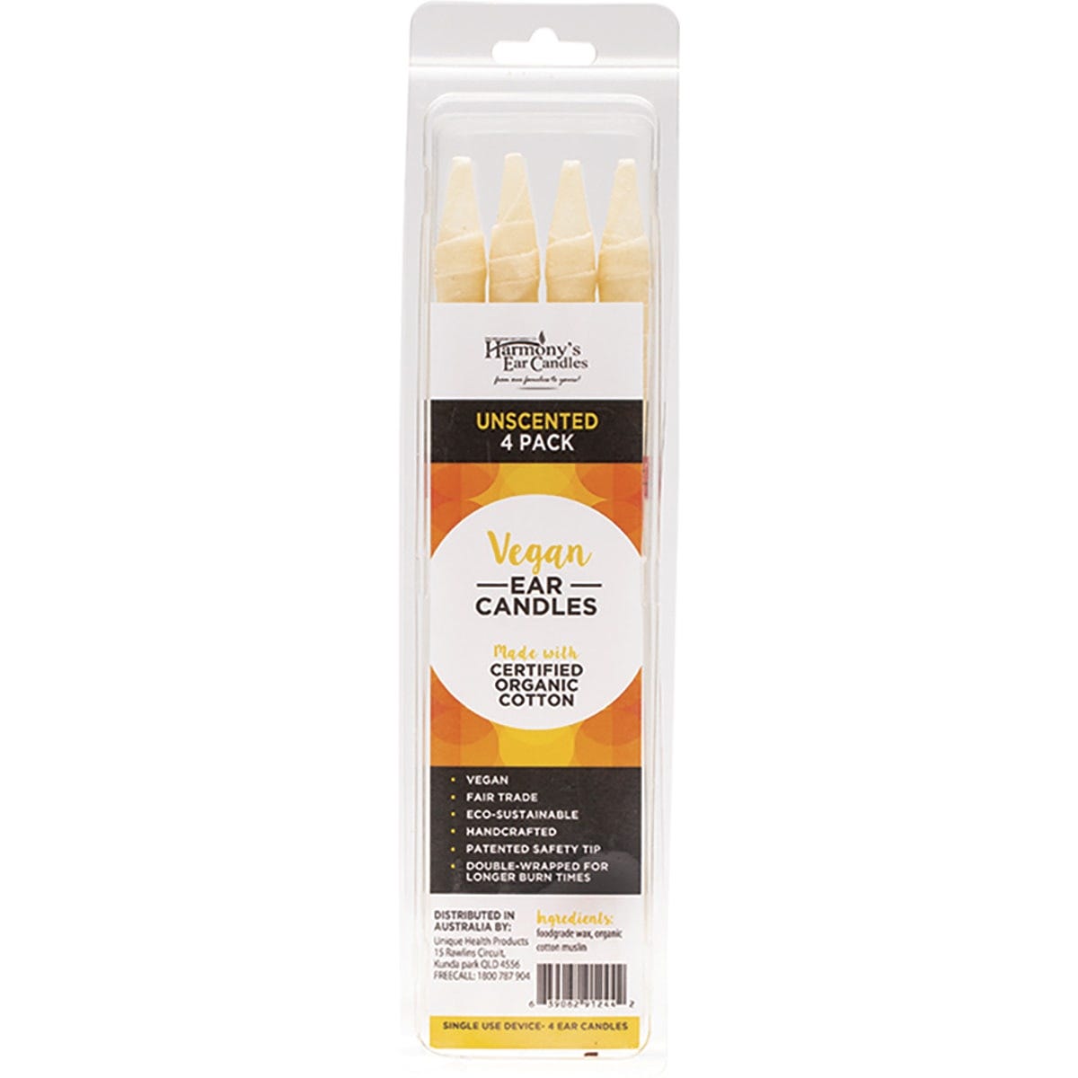 Harmony's Ear Candles- Vegan Ear Candles Unscented-4pk