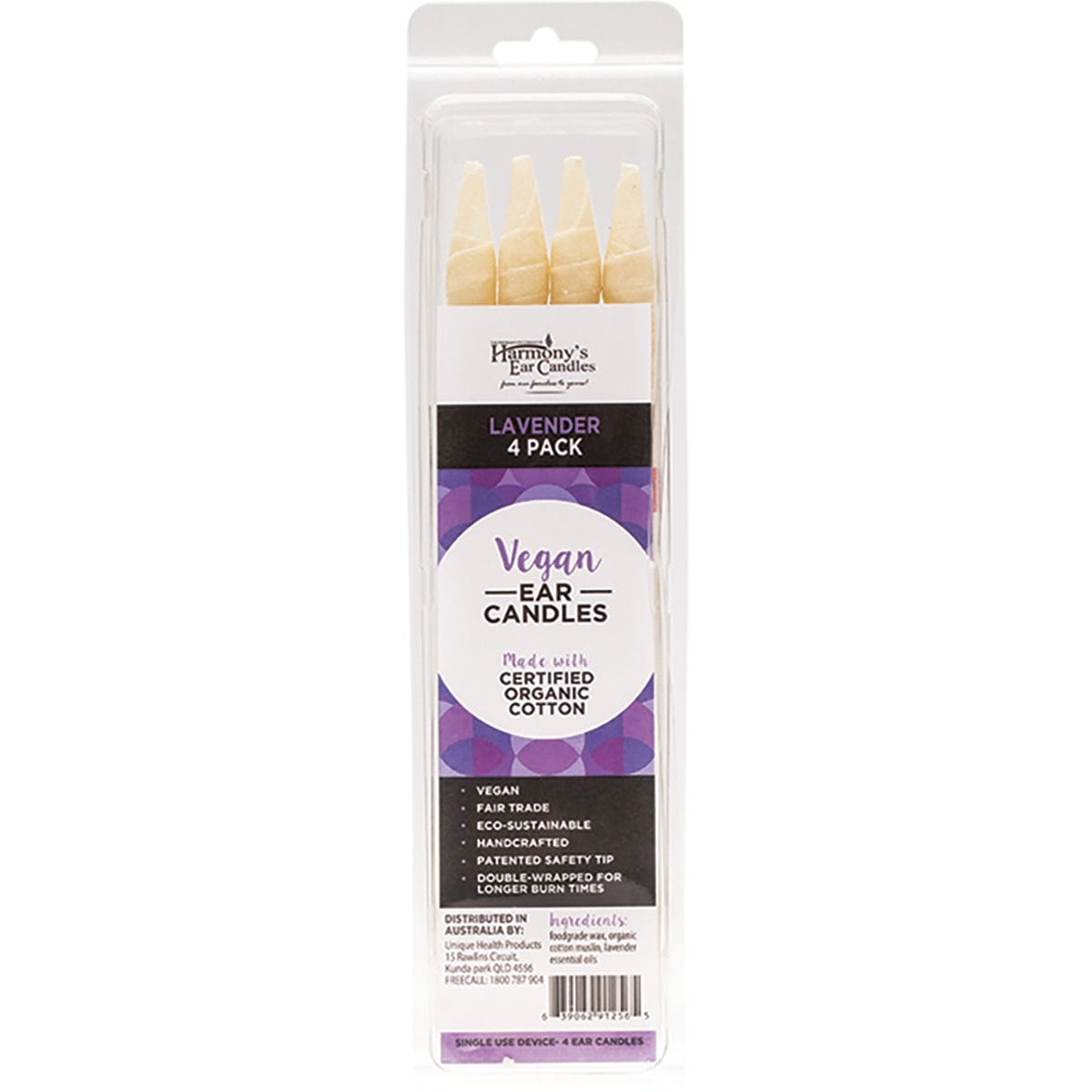 Harmony's Ear Candles- Vegan Ear Candles Lavender Scented-4pk
