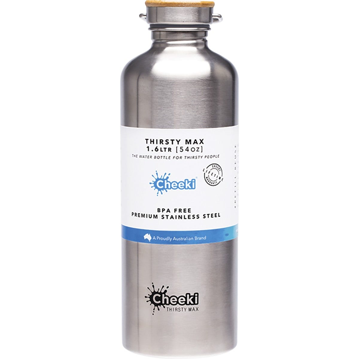 Cheeki- Stainless Steel Bottle Silver 'Thirsty Max'-1.6L