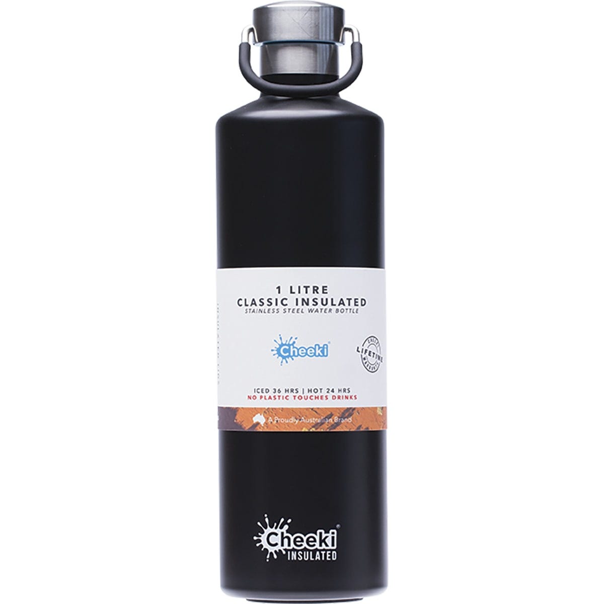 Cheeki- Stainless Steel Bottle Insulated Matte Black-1L