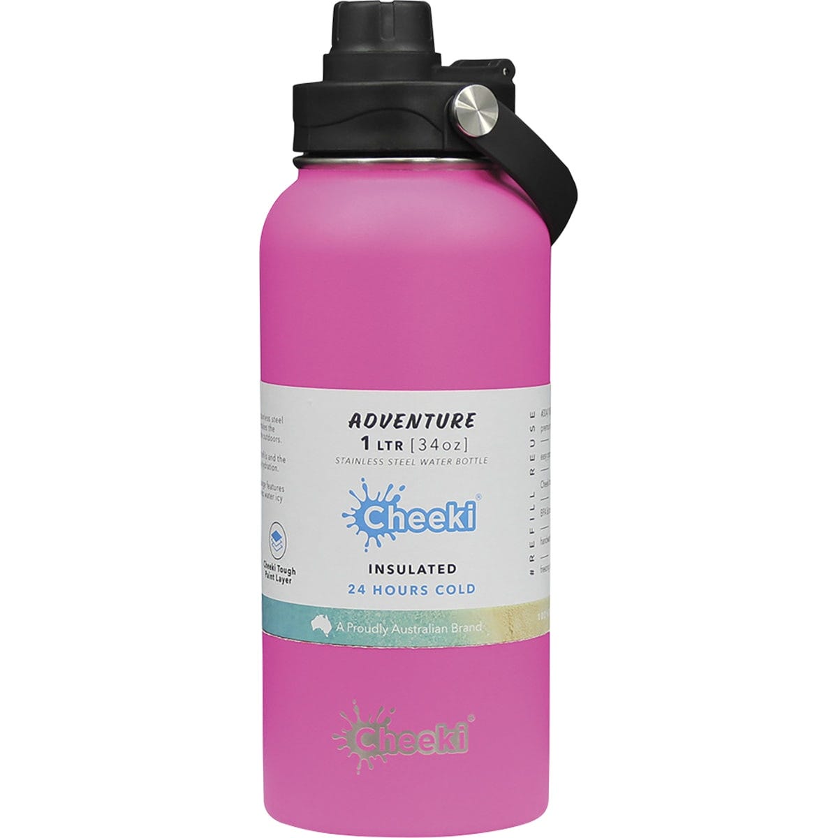 Cheeki- Insulated Adventure Stainless Steel Bottle Magenta-1L