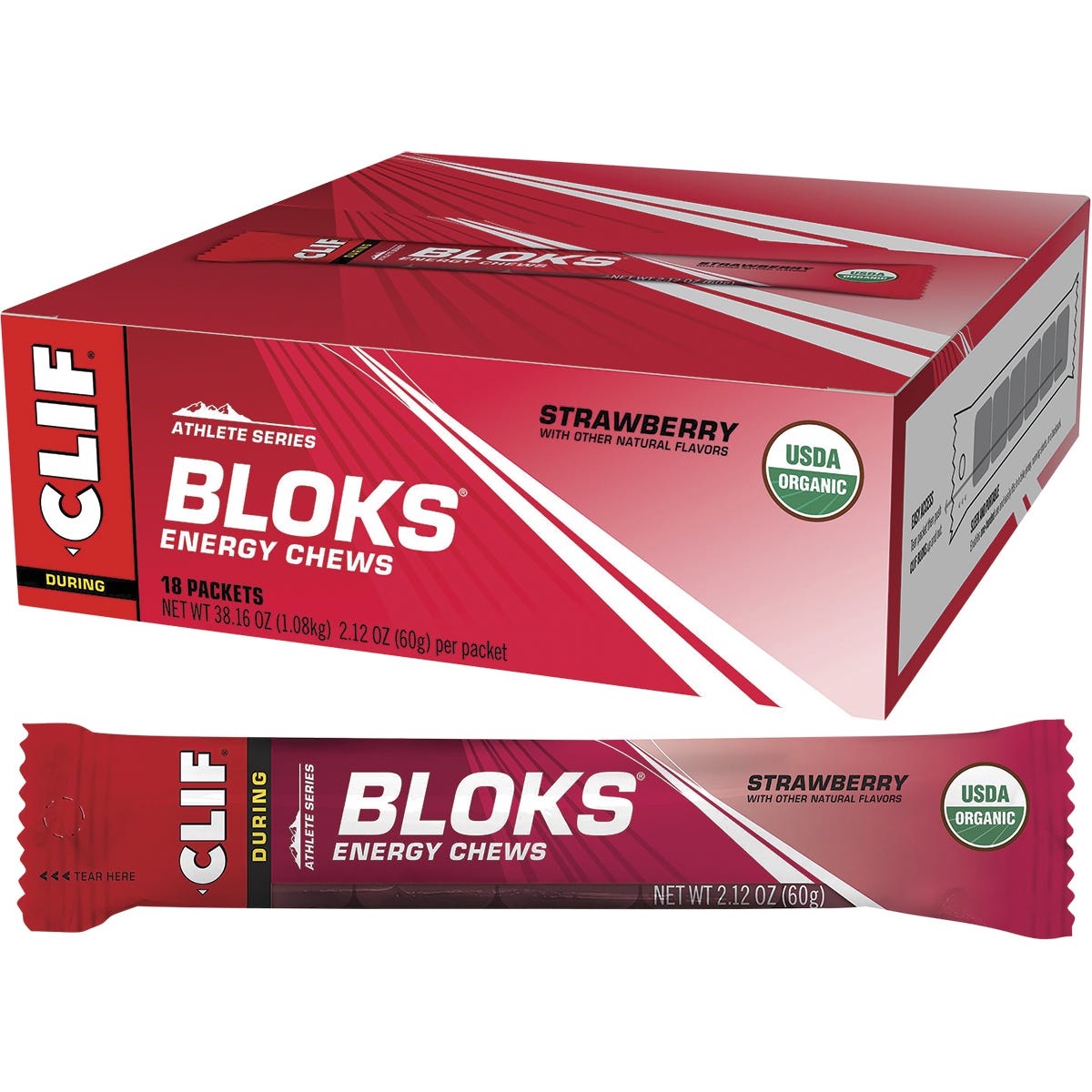 CLIF- Bloks Energy Chews Strawberry-18x60g