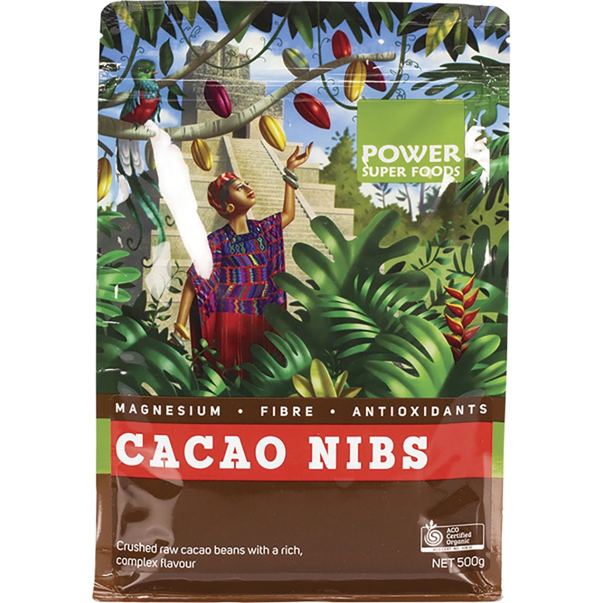 Power Super Foods- Cacao Nibs Raw Certified Organic -500g