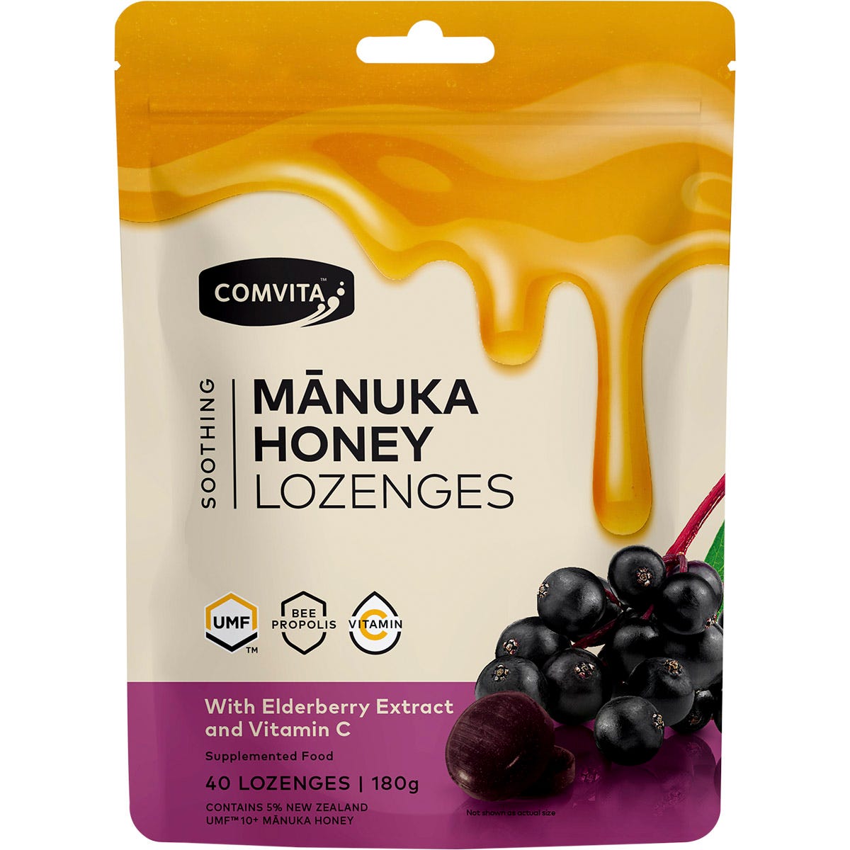 Comvita- Manuka Honey Lozenges Elderberry Extract & Vitamin C-12x4.5g