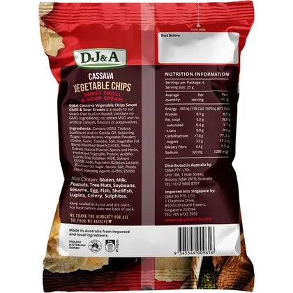 DJ&A- Cassava Vegetable Chips Sweet Chilli & Sour Cream-5x100g