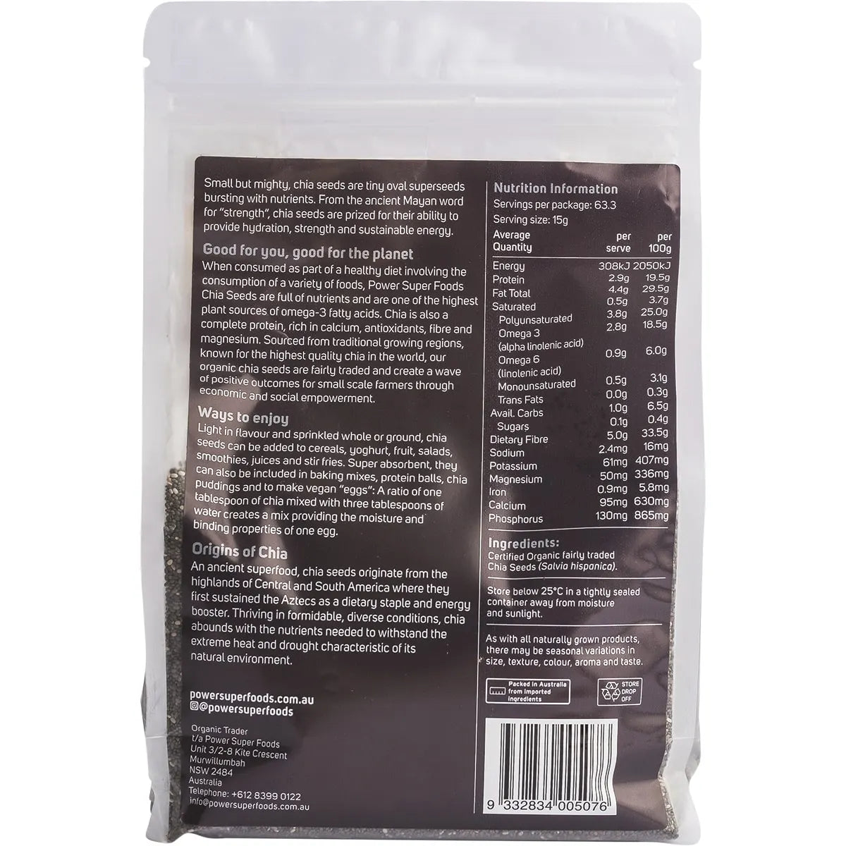 Power Super Foods- Chia Seeds Certified Organic-950g