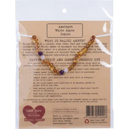 Amber Love- Children's Necklace 100% Baltic Amber Cosmic Love-33cm