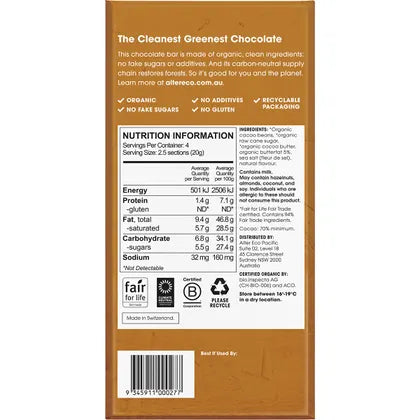 Alter Eco- Chocolate Organic Dark Brown Butter-12x80g