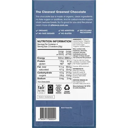 Alter Eco- Chocolate Organic Dark Classic Blackout-12x80g