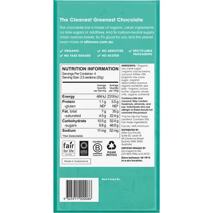 Alter Eco- Chocolate Organic Dark Coconut Toffee-12x80g