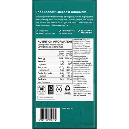 Alter Eco- Chocolate Organic Dark Mint Blackout-12x75g