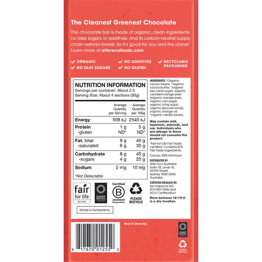 Alter Eco- Chocolate Organic Dark Orange Blackout-12x75g